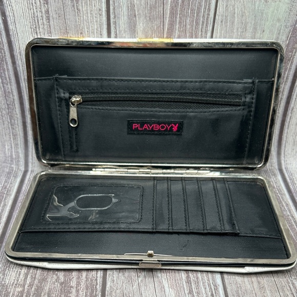 PLAYBOY Vintage Y2K Clutch/ Long Wallet Playboy Bunny White Gold VTG RARE - Picture 12 of 15
